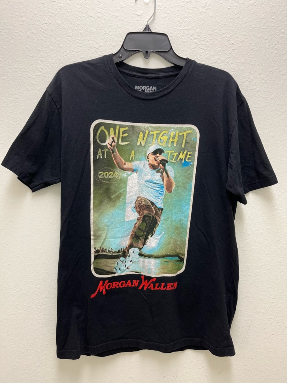 Morgan Wallen One Night At A Time 2024 Tour Graphic Black Men's T-Shirt Size L